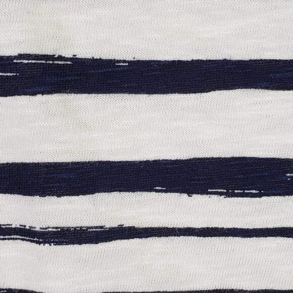 Talbots Tee Shirt Navy Blue Short Sleeve Size Medium Cotton Striped London - Picture 4 of 8